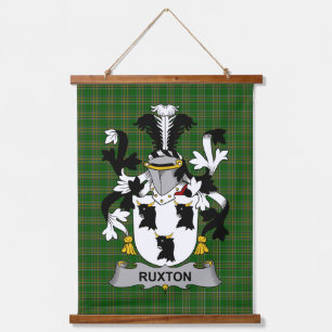 Irisches Ruxton-Wappen Familienwappen Wandteppich Mit Holzrahmen