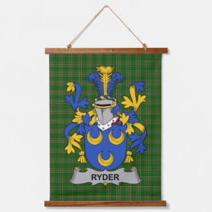Irisches Ryder-Wappen Familienwappen Wandteppich Mit Holzrahmen