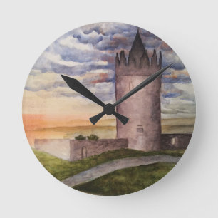 Irisches Schloss Wasserfarbenmalerei Zahlreich nic Runde Wanduhr