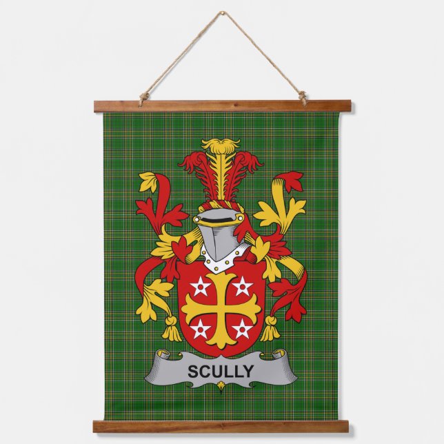 Irisches Scully oder O_Scully Wappen Familienwappe Wandteppich Mit Holzrahmen (Vorderseite)