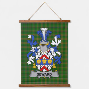 Irisches Seward-Wappen Familienwappen Wandteppich Mit Holzrahmen