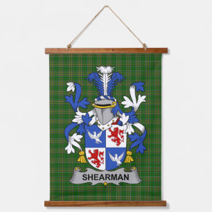 Irisches Shearman-Wappen Familienwappen Wandteppich Mit Holzrahmen