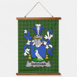 Irisches Sheehan oder O_Sheehan Wappen Familienwap Wandteppich Mit Holzrahmen