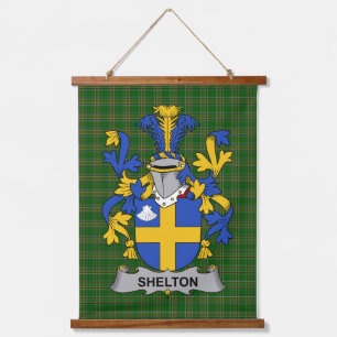 Irisches Shelton Wappen Familienwappen Wandteppich Mit Holzrahmen