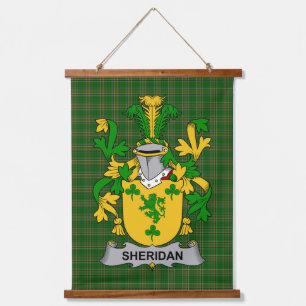 Irisches Sheridan-Wappen Familienwappen Wandteppich Mit Holzrahmen