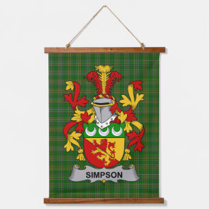 Irisches Simpson-Wappen Familienwappen Wandteppich Mit Holzrahmen