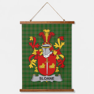 Irisches Sloane-Wappen Familienwappen Wandteppich Mit Holzrahmen