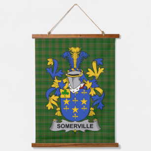 Irisches Somerville-Wappen Familienwappen Wandteppich Mit Holzrahmen