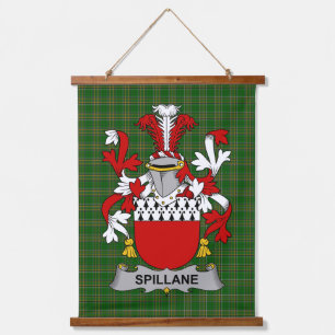 Irisches Spillane oder O_Spillane Wappen Familienw Wandteppich Mit Holzrahmen