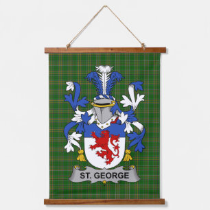 Irisches St. George-Wappen Familienwappen Wandteppich Mit Holzrahmen