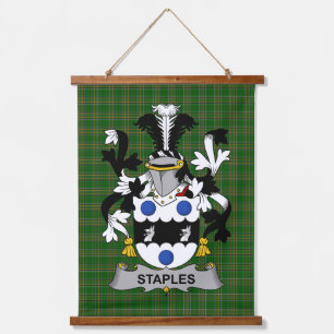 Irisches Staples Wappen Familienwappen Wandteppich Mit Holzrahmen
