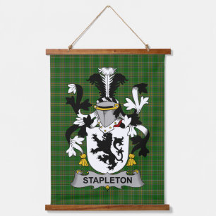 Irisches Stapleton-Wappen Familienwappen Wandteppich Mit Holzrahmen