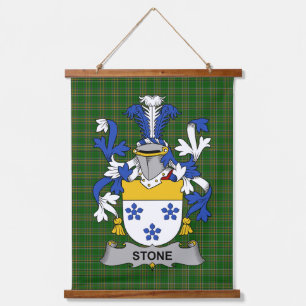 Irisches Steinwappen Familienwappen Wandteppich Mit Holzrahmen