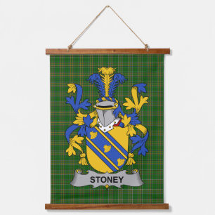 Irisches Stoney-Wappen Familienwappen Wandteppich Mit Holzrahmen