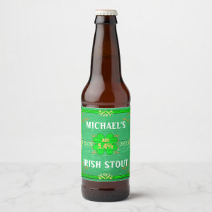 Irisches Stout rustikales grünes hölzernes Bierflaschenetikett