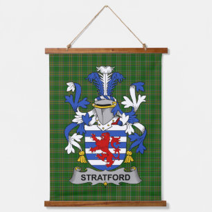 Irisches Stratford-Wappen Familienwappen Wandteppich Mit Holzrahmen