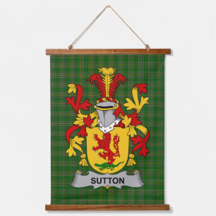 Irisches Sutton Wappen Familienwappen Wandteppich Mit Holzrahmen