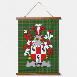 Irisches Tate-Wappen Familienwappen Wandteppich Mit Holzrahmen