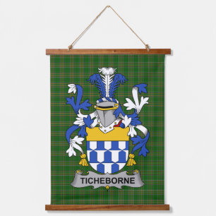 Irisches Ticheborne Wappen Familienwappen Wandteppich Mit Holzrahmen