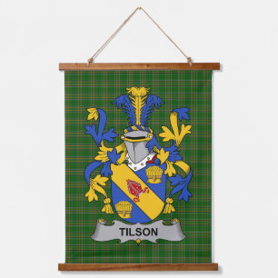 Irisches Tilson-Wappen Familienwappen Wandteppich Mit Holzrahmen