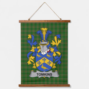 Irisches Tomkins Wappen Familienwappen Wandteppich Mit Holzrahmen
