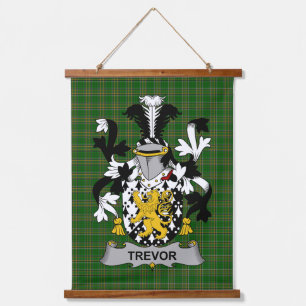 Irisches Trevor-Wappen Familienwappen Wandteppich Mit Holzrahmen