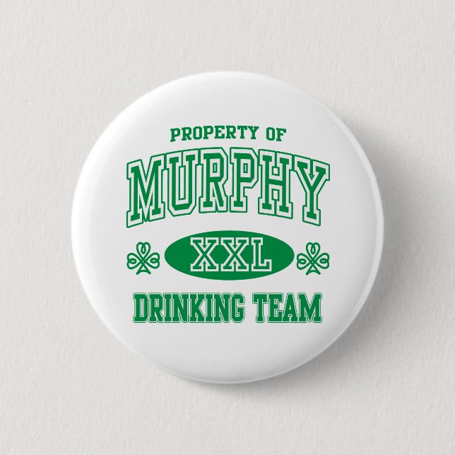 Irisches trinkendes Team Murphys Button (Vorderseite)