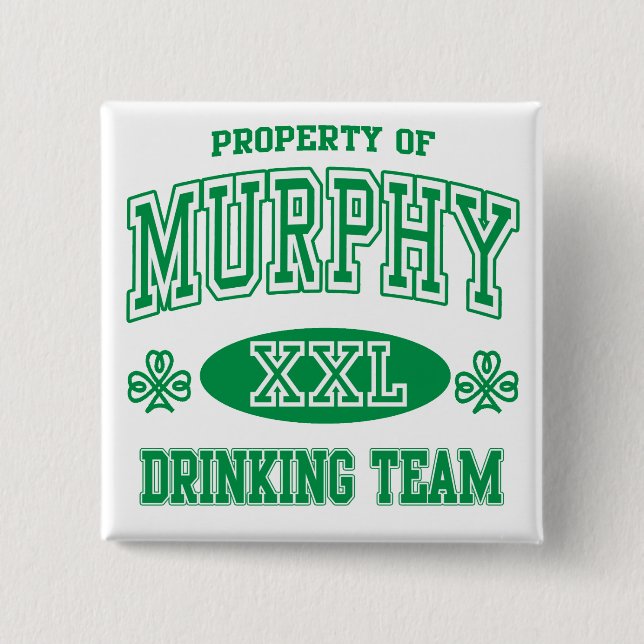 Irisches trinkendes Team Murphys Button (Vorderseite)
