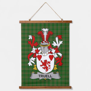 Irisches Truell-Wappen Familienwappen Wandteppich Mit Holzrahmen