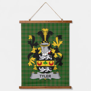 Irisches Tyler-Wappen Familienwappen Wandteppich Mit Holzrahmen
