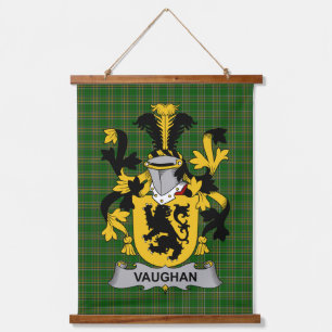Irisches Vaughan-Wappen Familienwappen Wandteppich Mit Holzrahmen