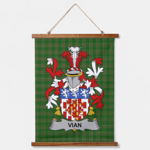 Irisches Vian-Wappen Familienwappen Wandteppich Mit Holzrahmen