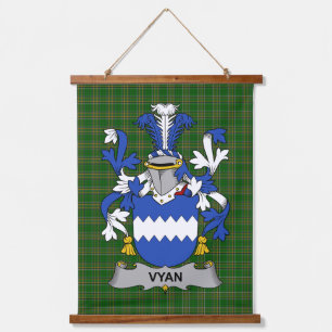 Irisches Vyan-Wappen Familienwappen Wandteppich Mit Holzrahmen