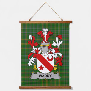 Irisches Waddy-Wappen Familienwappen Wandteppich Mit Holzrahmen
