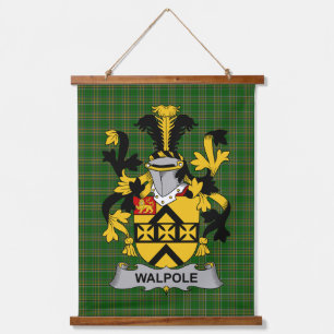Irisches Walpole-Wappen Familienwappen Wandteppich Mit Holzrahmen