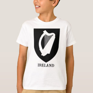 Irisches Wappen Schwarz-Weiß-Minimalistische Kunst T-Shirt