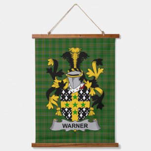 Irisches Warner-Wappen Familienwappen Wandteppich Mit Holzrahmen