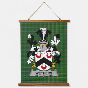 Irisches Wethers-Wappen Familienwappen Wandteppich Mit Holzrahmen