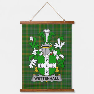 Irisches Wettenhall-Wappen Familienwappen Wandteppich Mit Holzrahmen