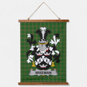 Irisches Wiseman-Wappen Familienwappen Wandteppich Mit Holzrahmen