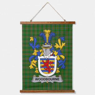 Irisches Woodbourne-Wappen Familienwappen Wandteppich Mit Holzrahmen