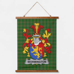 Irisches Wormington-Wappen Familienwappen Wandteppich Mit Holzrahmen