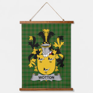 Irisches Wotton-Wappen Familienwappen Wandteppich Mit Holzrahmen
