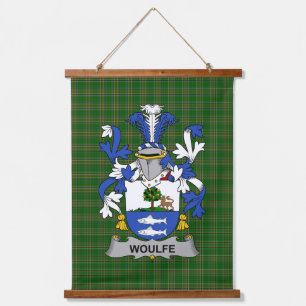 Irisches Woulfe-Wappen Familienwappen Wandteppich Mit Holzrahmen