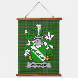 Irisches Wycombe-Wappen Familienwappen Wandteppich Mit Holzrahmen