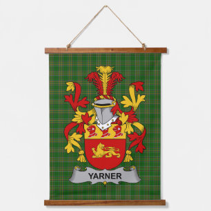 Irisches Yarner-Wappen Familienwappen Wandteppich Mit Holzrahmen