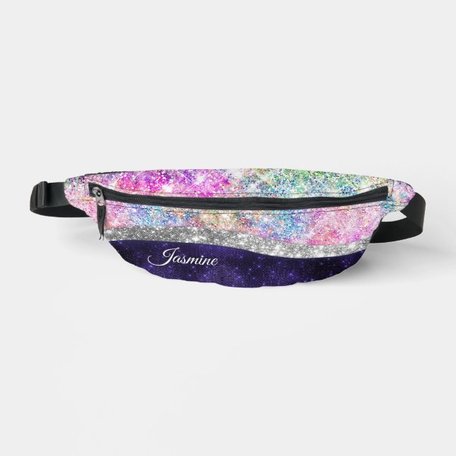 irisé violet argent faux parties scintillant monog (Recto)