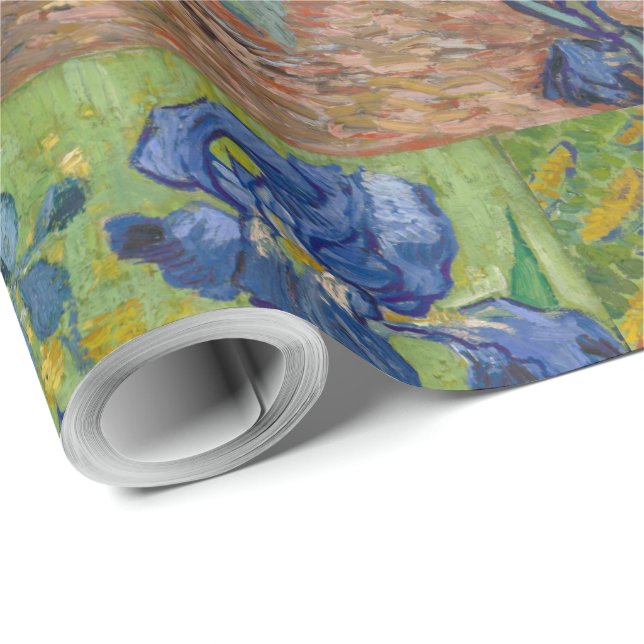 Irises Blue Green Yellow Van Gogh Geschenkpapier (Rolleneckpunkt)