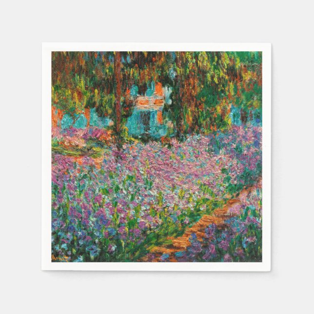 Irises Monet Garden Giverny Blume Serviette (Vorderseite)