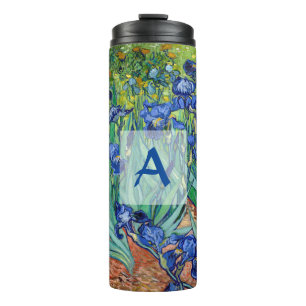 Irises Vincent Van Gogh Blue Flowers Art Monogram Thermosbecher